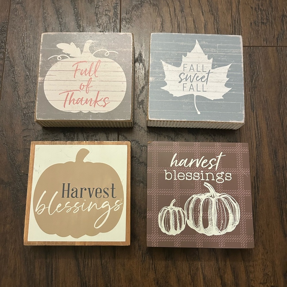 Autumn Fall Themed Decorative Wooden Blocks